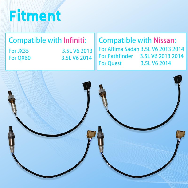 4Pcs Oxygen O2 Sensor 1 & 2 Compatible with Infiniti