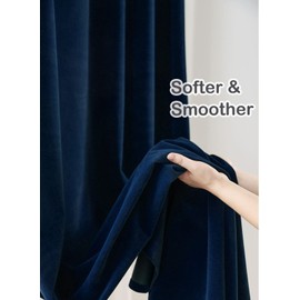 Joydeco Blue Velvet Curtains 84 inch Length 2 Panels Burg Set, Luxury Rod Pocket Thermal Insulated Window Blackout Curtain, Room Darkening Drapes for Living Dining Room Bedroom Privacy