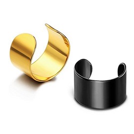 KARAY Assorted High Polished Stainless Steel Punk Rock Ear Cuff Non-Piercing Clip on Cartilage Tragus Earrings (2 Pairs (Black+Gold))