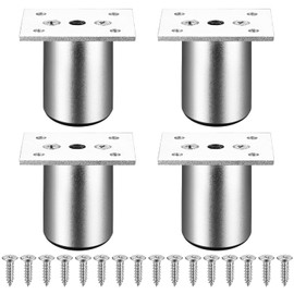 Zhujiehigh 4 Pcs Furniture Legs, Adjustable Cabinet Legs, 2 Inch Furniture Feet for Furniture, Round Metal Table Legs Feet for Chair Desk Bed Sofa Legs, Kitchen Cabinet Foot Legs Feet, silvery/50mm