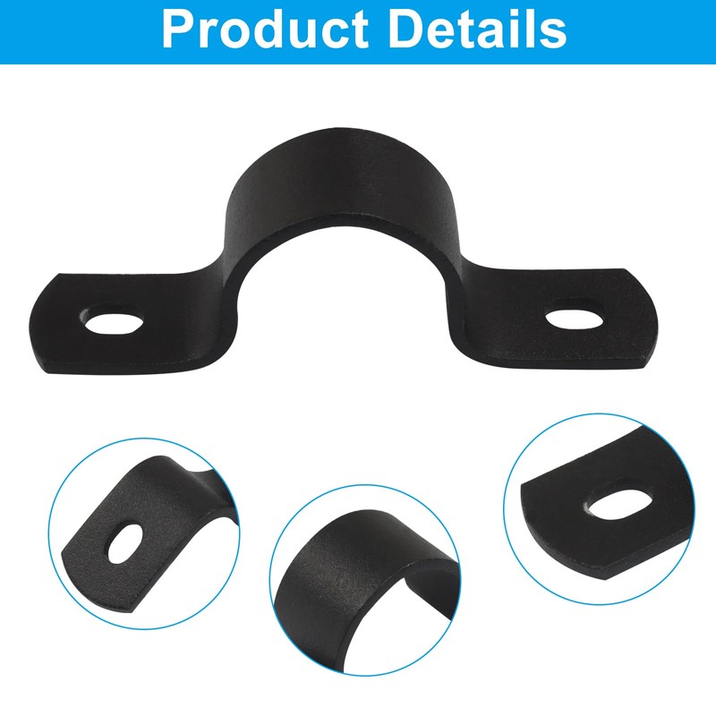 Zorfeter 12 Pack 1"/25mm Pipe Strap, Black U-Clamps Metal Clamps