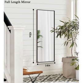AAZZKANG Full Length Wall Mirror with Metal Frame Large 43"x14" Modern Rectangular Hanging Mirrors for Bathroom Bedroom Living Room Home Entryway Black