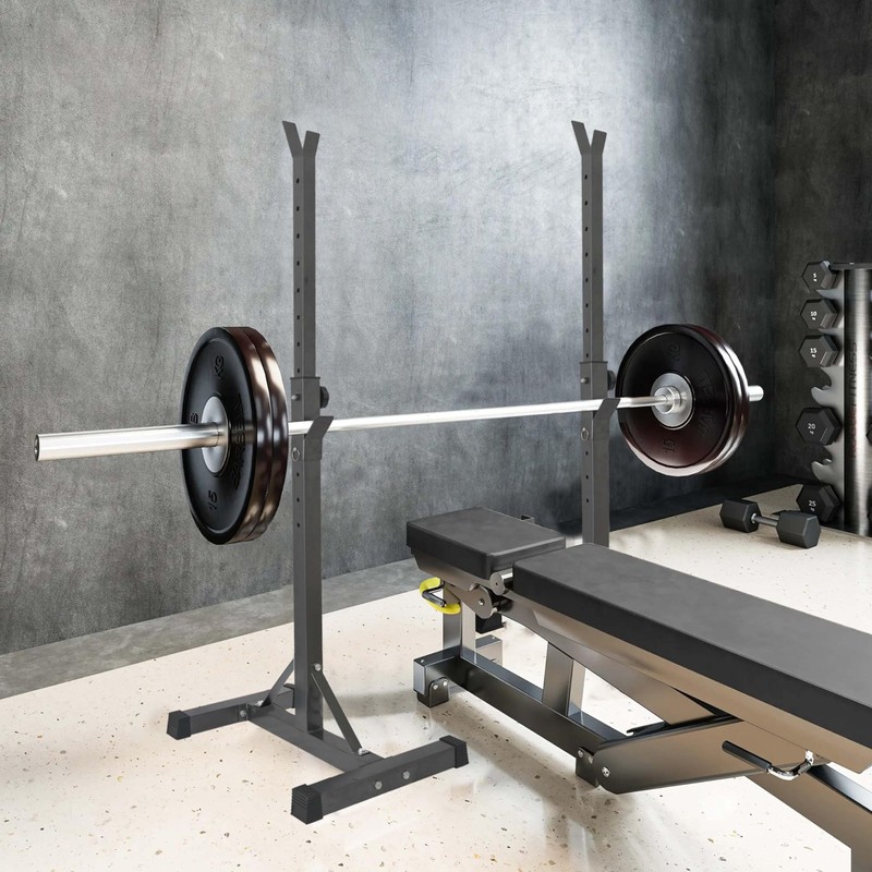 Adjustable Squat Rack Standard 550LBS Capacity 40-66 Inch Solid Steel