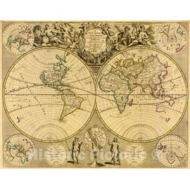 Historic Map - 1721 A New map of The World from The Latest observations - Vintage Wall Art - 24in x 18in