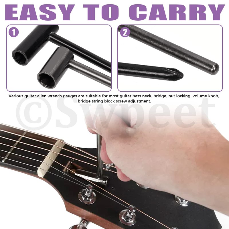 Swpeet 13-piece guitar Allen key set, including 9 pieces Allen