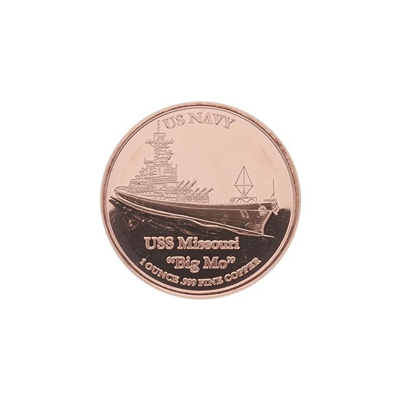 1 Ounce (AVDP) .999 Fine Copper Coin - USS Missouri