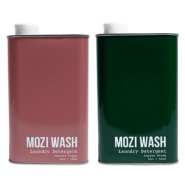 Mozi Wash Laundry Detergent 2 Pack Bundle  -  World's Best Smelling - Ultra Concentrated and Plant Based Container Household Scented Cleaning:_Bundle and Save - 1 Desert Poppy 1 Alpine Woods