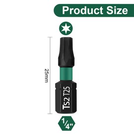 UBESTHS Torx Bit T25, Screwdriver Bits Set 25 Pieces, 1/4 Inch Hex Shank, 25 mm Length with Box