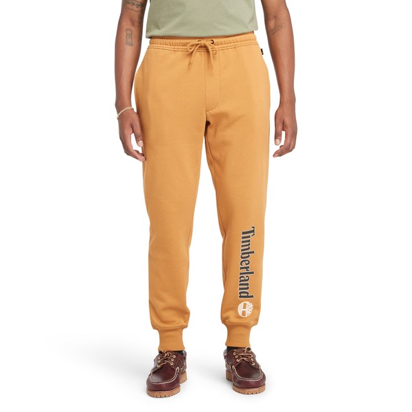 Timberland Men's Linear Logo Sweatpant, Wheat Boot, Medium