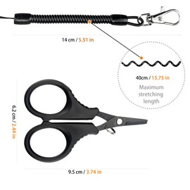 NORXUAZE 2 Pack Stainless Steel Fishing Scissors with Sheath and Lanyard for Cutter Fishing Line,black titanium Fishing Accessories,Small Braid Fishing Line clippers for saltwater and Freshwater