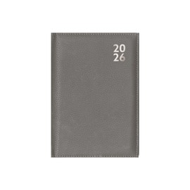 2026 A6 Diary Week Day Per Page - Grey Faux Leather Pocket Appointment Diary - Compact Daily Planner Organiser - Home Office Business School Travel