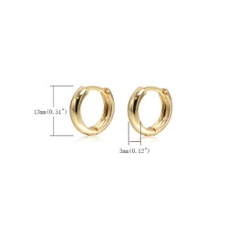 Krstudent 18K Gold Plated Earrings for Women（Hoop）｜Small Lightweight Hypoallergenic Cartilage Huggie Earrings, Plated, No Gemstone