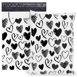 JarThenaAMCS 100Pcs Valentine’s Day Poly Mailers 10 x 13 Inch Black Hearts Packaging Bags Waterproof Self Seal Mailing Envelope Bags for Small Business Boutique Clothing Documents Gifts