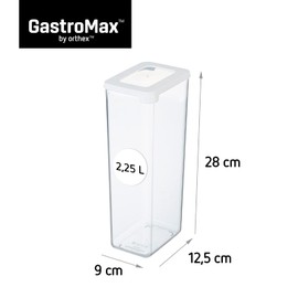 Gastromax 7726010 Airtight Storage Container, 13 x 9 x 28 cm, 2.25 L, Transparent