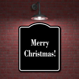 Merry Christmas! BLACK Aluminum Composite Sign 8.5''x10''