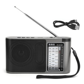Bluetooth 4.0 Radio Receiver Portable MultiBand Manual Setting with Telescopic Antenna(Gray )