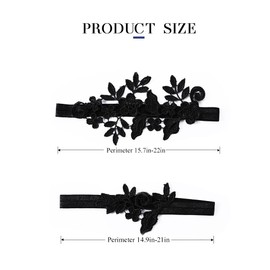 Relandy Wedding Garter Set Lace Bridal Garter Set Leaf Garters Flower Wedding Garter Bridal Accessories for Brides(2PC) (Black)