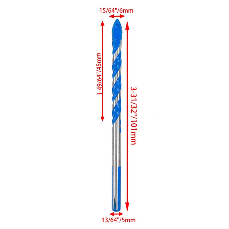 Rannb 5pcs Masonry Drill Bit 15/64" Drilling Dia Carbide Drill
