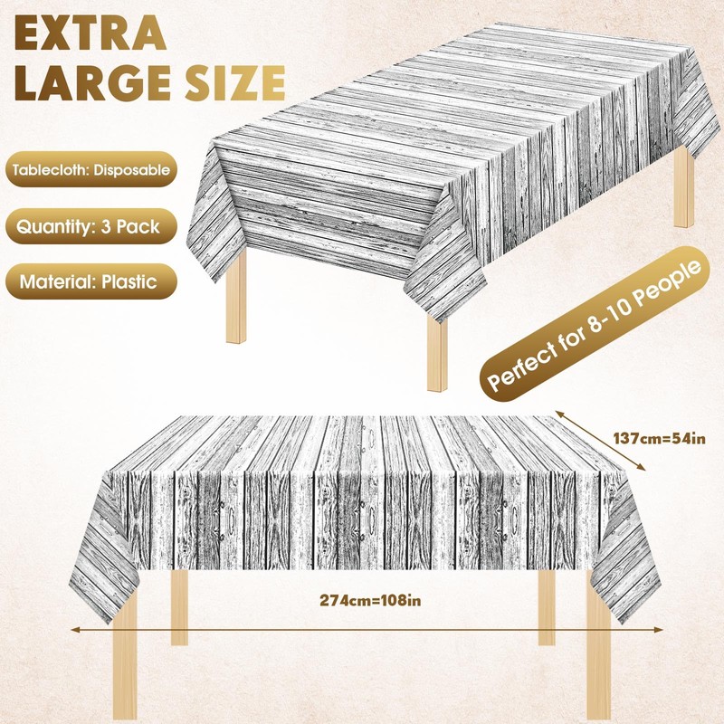 Wood Grain Tablecloth Plastic White Wooden Tablecloths Rustic Rectangular Table