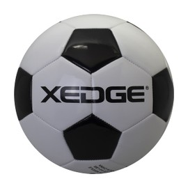 XEDGE - Pelota de fútbol de tamaño oficial, talla 5, para niñas, niños, jóvenes, adolescentes, adultos, costura a máquina para juegos en interiores y exteriores (blanco y negro, talla 4)