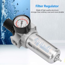 Air Line Filter Regulator 1/2In, Air Compressor Filter Regulator with 0-150PSI Pressure Gauge Compressed Air Filter Regulator Combo, for Bracket Gauge Auto Drain