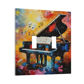 ROUGUI Colorful Piano Music Light Switch Covers 2 Gang Double Toggle Wall Plate Decorative Switch plate Electrical Faceplate for Farmhouse Living Decor