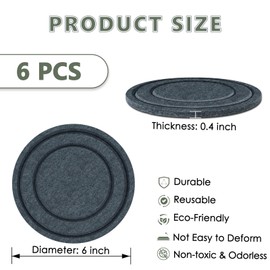 BXI Felt Plant Saucer Mat - 6 Pcs 6 Inch Water Absorbent Planter Coaster, Thick Flower Pot Saucer Pad, Planting Drip Tray for Indoors, Fabric Protective Plate for Tabletop and Floor Surface
