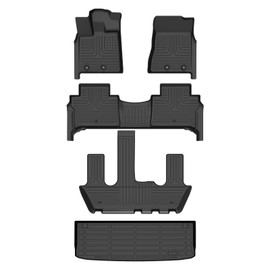 Wayhigh-All Weather Floor Mats and Cargo Mat Set Fit for 2025 Nissan Armada/Infiniti QX80 7 Seats (Bucket Seat) TPE Car Mats Waterproof Heavy Duty Rubber Floor Liners for Armada 2025 Accessories