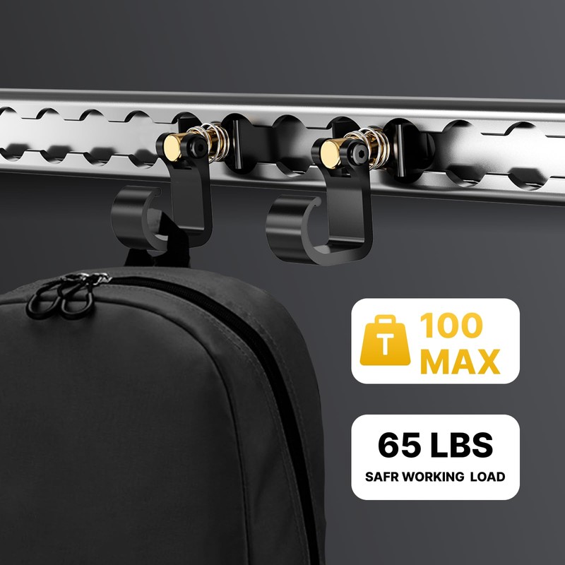 vandrabase 2 Pack L Track Hooks with Single Stud Fitting,