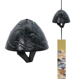 A.F.N.A.L Japanese Wind Chime Cast-Iron Outdoor Ornament for Garden, Patio & Balcony, Hanging Metal Wind-Bell Decoration Gift, Blessing Pendant Windchimes & PVC Wind-Catcher, Waves