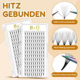 B&Q Ready-to-Use Fan Eyelashes, 12D-C-0.05-9, Pointed Base, Eyelash Extensions, 3D, 4D, 5D, 6D, 10D, 0.05, 0.07, 0.10 mm Volume Eyelashes, C, D Curl, Black (12D-C Curl-0.05 mm, 9 mm)