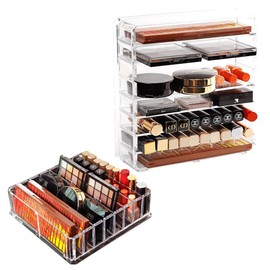 Clear Acrylic Cosmetic Makeup Organiser Lipstick Organizer Box Jewellery Storage - Elegant Design with Removable Partitions for Customization