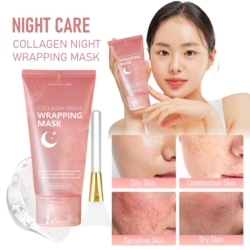 Collagen Night Wrapping Mask, Collagen Mask Face Overnight, Overnight Wrapping