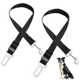 Flying Pottery Pack of 2 Seat Belt Dog Car Adjustable Dog Safety Belt for Car, Nylon Lead with Hooks, Dog Belt Car Rear Seat, Suitable for All Dogs and Cats, Black (Black)