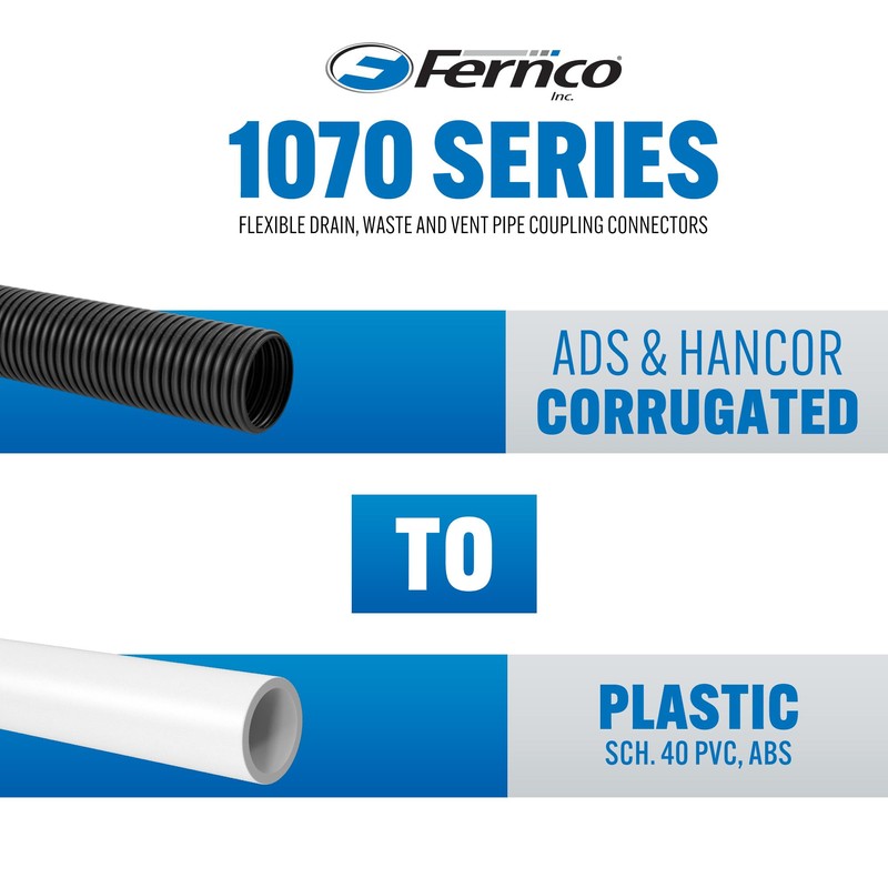 Fernco P1070-44 Flexible PVC Corrugated Pipe Coupling for ADS and