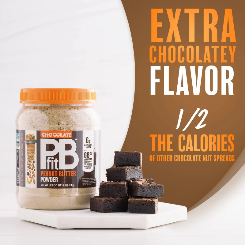 PBfit Chocolate PBfit Peanut Butter Powder 30oz Low Fat Protein