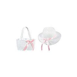 Easter Happy Fun Girls Hat Purse Set Ribbon Tea Party Dress Up White