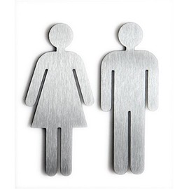 'Door Sign "Women and men Toilet Sign on each item Matt Brushed Stainless Steel – Made in Germany