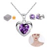 Collar Dije Corazón 925plata Cristal Mujer Arete Caja Kit