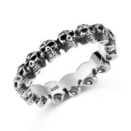 MATERIA by Matthias Wagner Skull Ring 925 Silver for Men and Women - Gothic Jewellery, Sterling silver