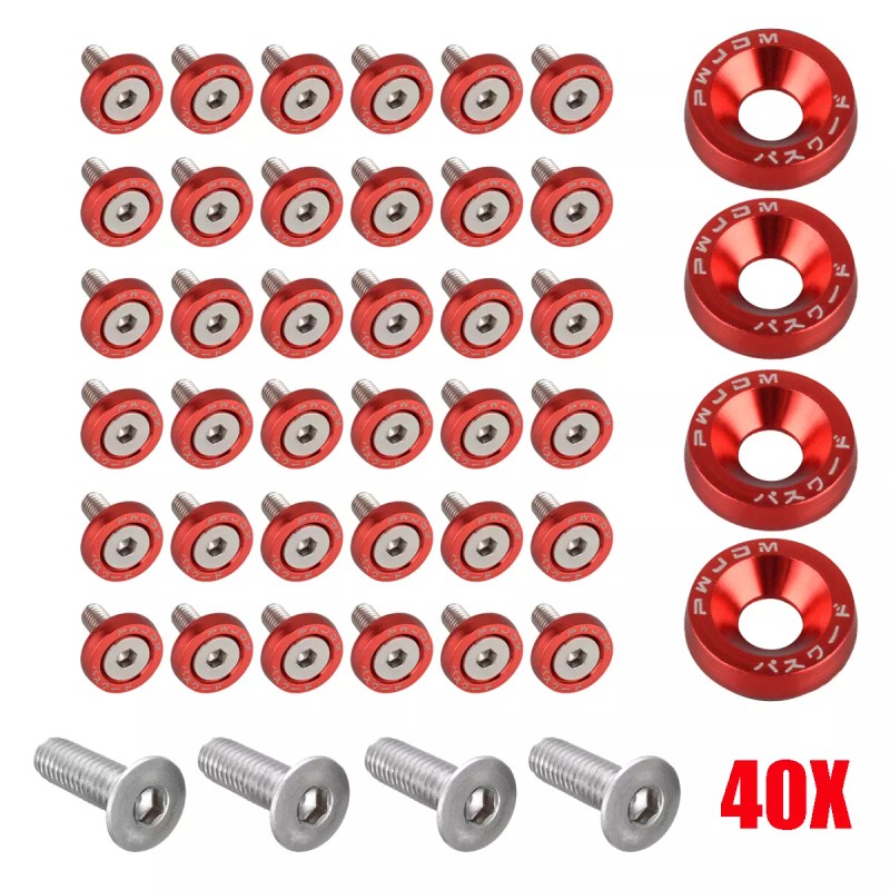 Geartronics 40PC JDM Billet Aluminum Fender Bumper Washer Bolt Engine