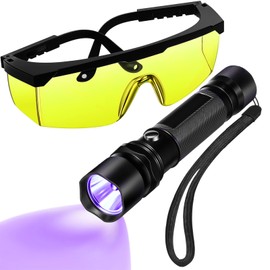 Tellegloww Air Conditioner Leak Detector Tool AC Leak Automotive Kit UV Light Oil Dye Detection with Protective Glasses for Dog/Cat Urine, Dry Stains, Bed Bug, Resin Curing(Tactical)