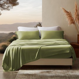 SLEEP ZONE Full Sheets Set - 4 Piece Bedding - Jersey Knit Cooling Sheet Set - Soft and Fade Resistant - Easy Care - Deep Pocket (Full,Green)