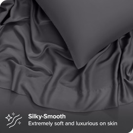 Bare Home Lyocell Tencel Sheet Set - Queen Size - 4 Piece Set - Derived from Eucalyptus - All-Season - Ultra Soft - Deep Pocket (Queen, Forged Iron Grey)