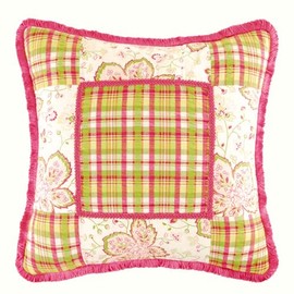 C&F Home 16" x 16" Colonial Williamsburg Plaid Center Pieced Fall Accent Throw Pillow Everyday All Seasons Autumn Harvest Thanksgiving Living Room Sofa Couch Chair Bed Decor Decoration 16" x 16" Pink