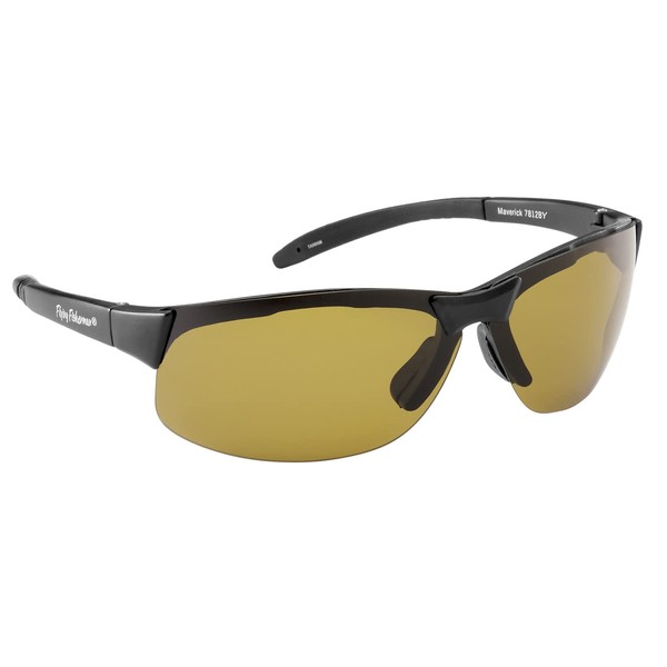 Flying Fisherman Maverick Polarized Sunglasses with AcuTint UV Blocker for Fishing and Outdoor Sports, Matte Black Frames/Yellow-amber Lenses