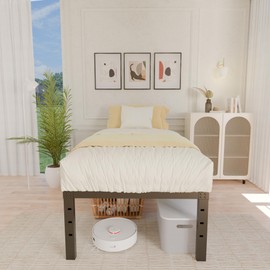 ALDRICH 18 Inch Metal Twin Bed Frame - Black Basic Steel Slats Platform, Easy Assembly Heavy Duty Noise Free Bedframes, No Box Spring Needed