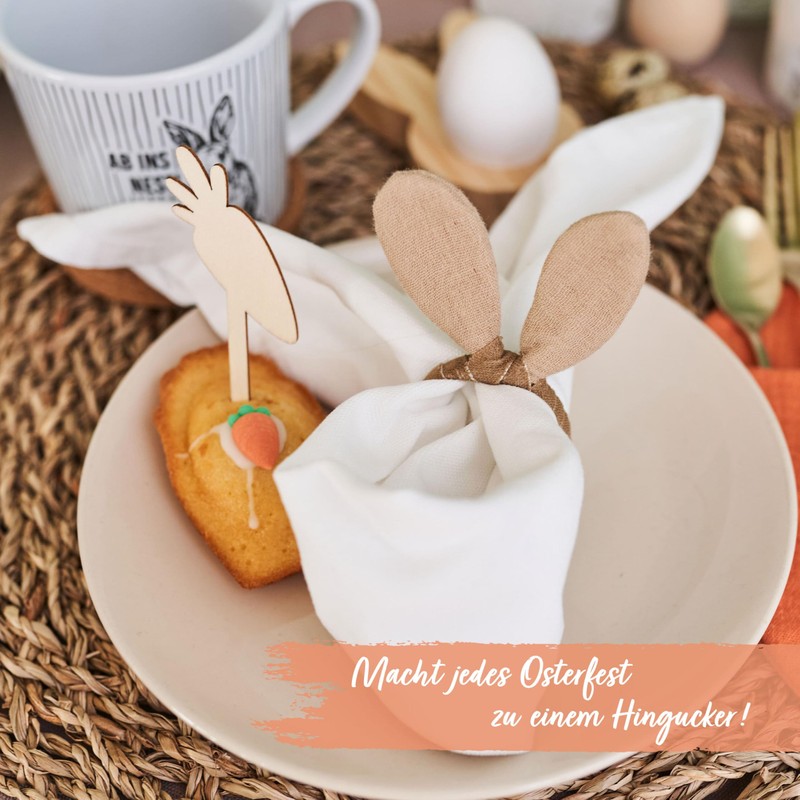 Papierdrachen 4 Rabbit Ears Napkin Rings - Muslin Look -