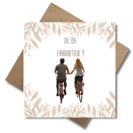 Einladungskarte mit Umschlag - "Du. Ich. Fahrradtour?!" Fahrradtour Einladung Grußkarte Geburtstagskarte Aktivität Freundschaft Familie Ausflug outdoor (quadratisch - 125 x 125 mm)