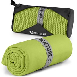 VENTURE 4TH Quick Dry Towel. Microfiber Travel Towel Ideal for Camping, Hiking, Backpacking, Gym. Lightweight & Fast Drying Travel Towels for Body. Compact & Easy to Pack - Lime Large
